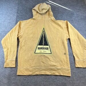 Harbour Surfboards Mens Graphic Hoodie Yellow Surf Skate Beach M Cotton Faded